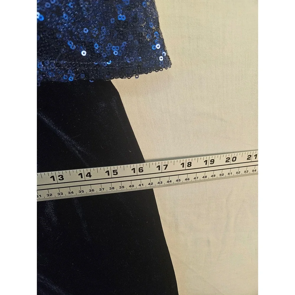Knit Works Girls Blue Sequin Black Velvet Wide Leg Jumpsuit Size 14 7974273